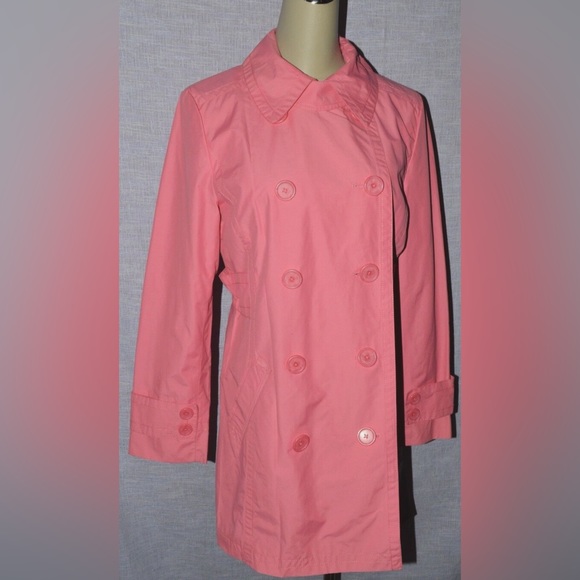 CITY UNLTD NEW $179 NWT M MEDIUM PINK TRENCH COAT JACKET DOUBLE BREASTED PEACOAT - Picture 2 of 8